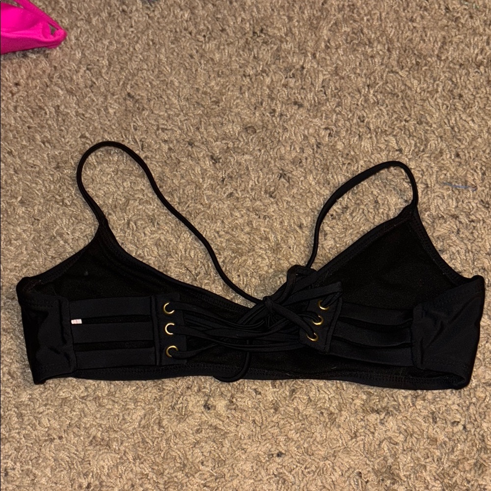 Xhilaration Black Bikini with Criss-Cross Lace-Up Detail - Picture 2 of 3